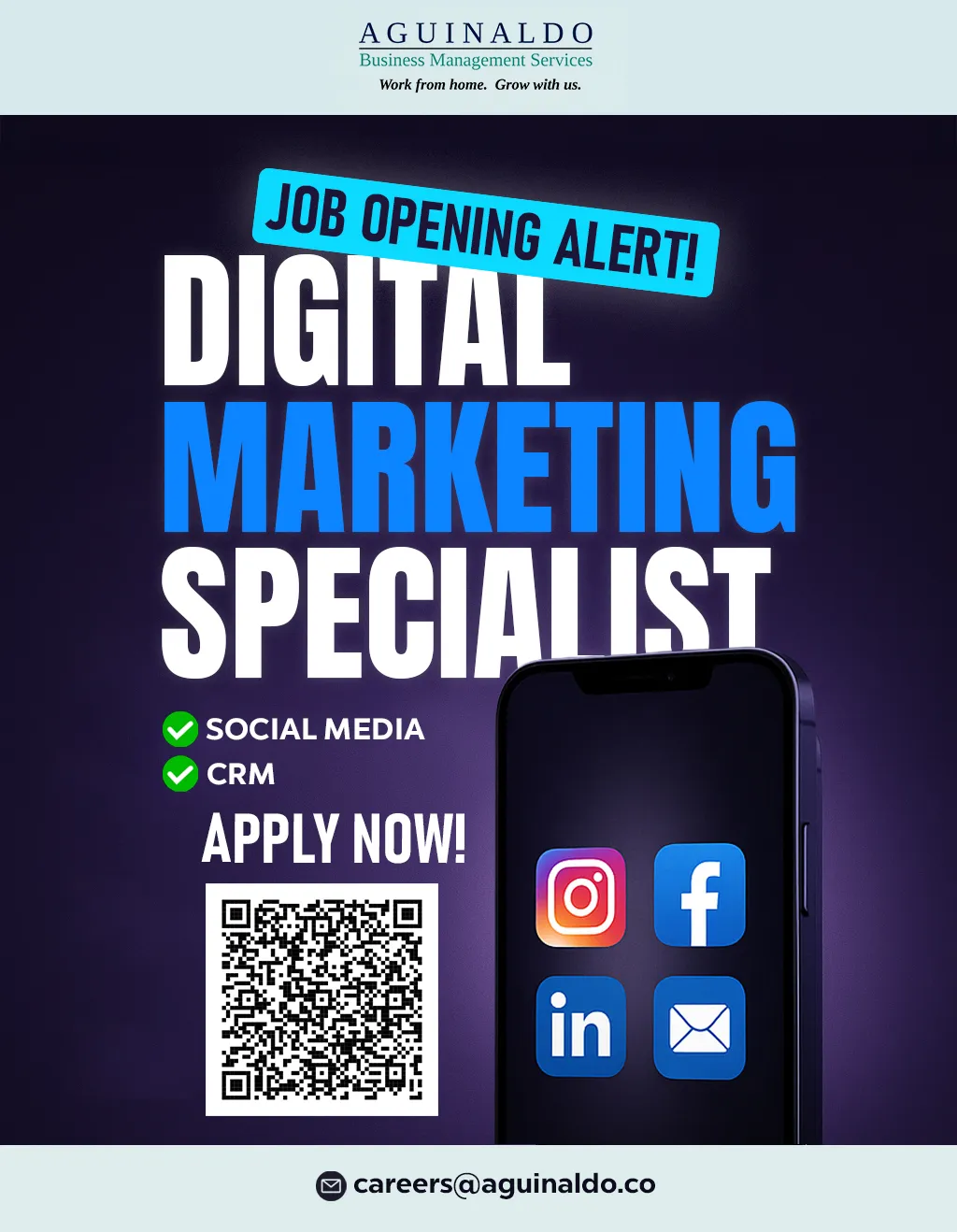 Digital marketing specialist hiring poster
